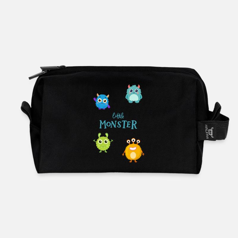 Petits monstres - Trousse de toilette en tissu recyclé - noir