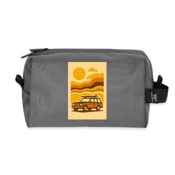 Sunset Ride – 70s Surf Wagon Edition - Recycelte Kulturtasche - Anthrazit - Vorne