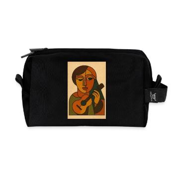 Cubist Melody – Retro Art - Recycled Toiletry Zip Bag - black - Front