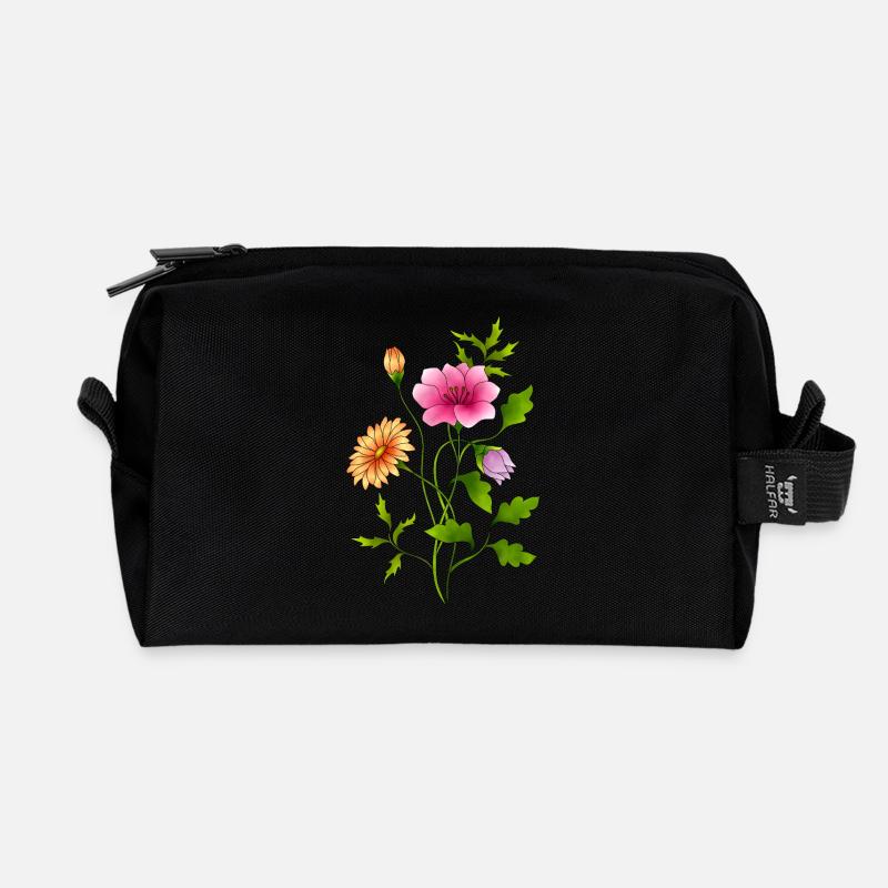 Fleur - Trousse de toilette en tissu recyclé - noir