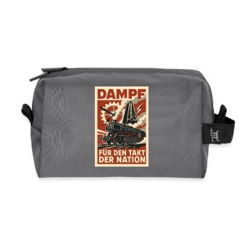 Railway Steam Locomotive Takt Nation - Recycled Toiletry Zip Bag - anthracite - Front