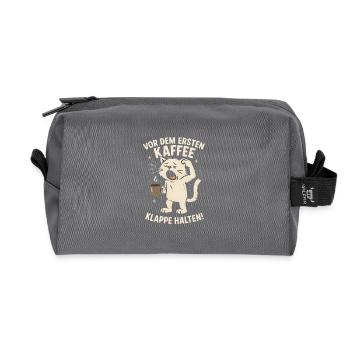 Coffee Cat Monday Work Office Saying - Recycled Toiletry Zip Bag - anthracite - Front