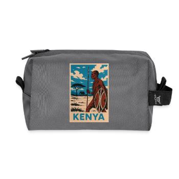 Kenya Maasai Warrior Nature Illustration - Recycelte Kulturtasche - Anthrazit - Vorne