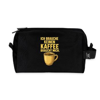 Kaffee braucht mich – Lustiges Morgenmuffel Shirt - Trousse de toilette en tissu recyclé - noir - Devant