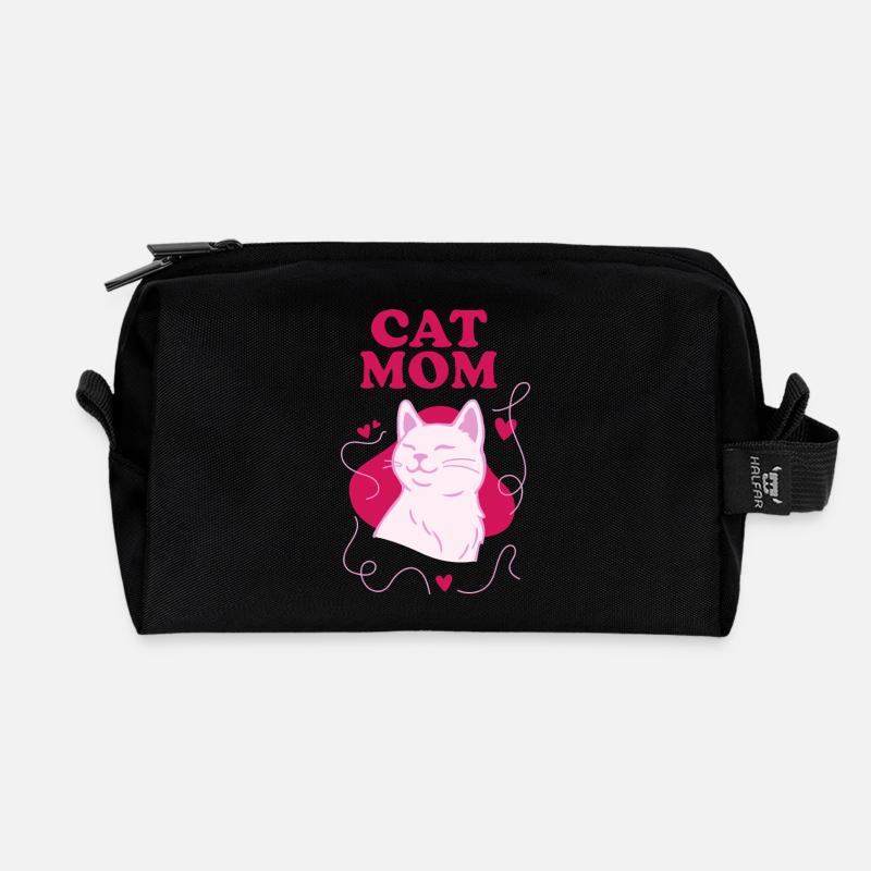 Cat Mom Pink - Recycelte Kulturtasche - Schwarz