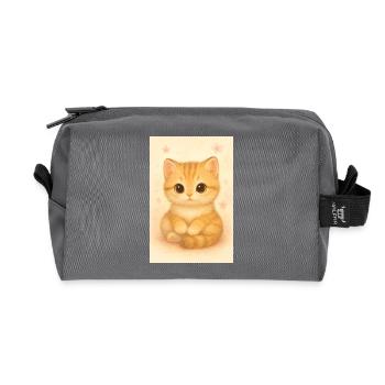 Cute cat – Cute Kitten Illustrati - Recycled Toiletry Zip Bag - anthracite - Front