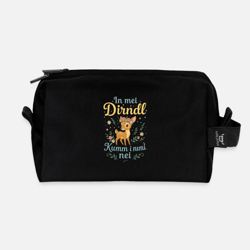 In my Dirndl I don't know Funny Deer Shirt - Recycled Toiletry Zip Bag - black
