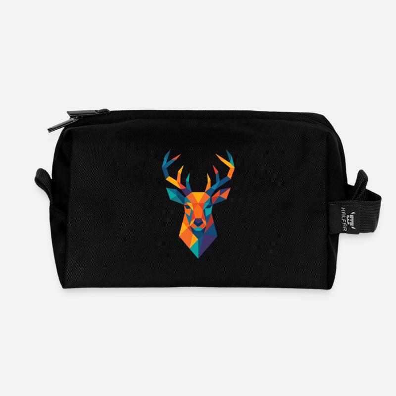 Tête de cerf | Impression de cerf / Impression / Design - Trousse de toilette en tissu recyclé - noir