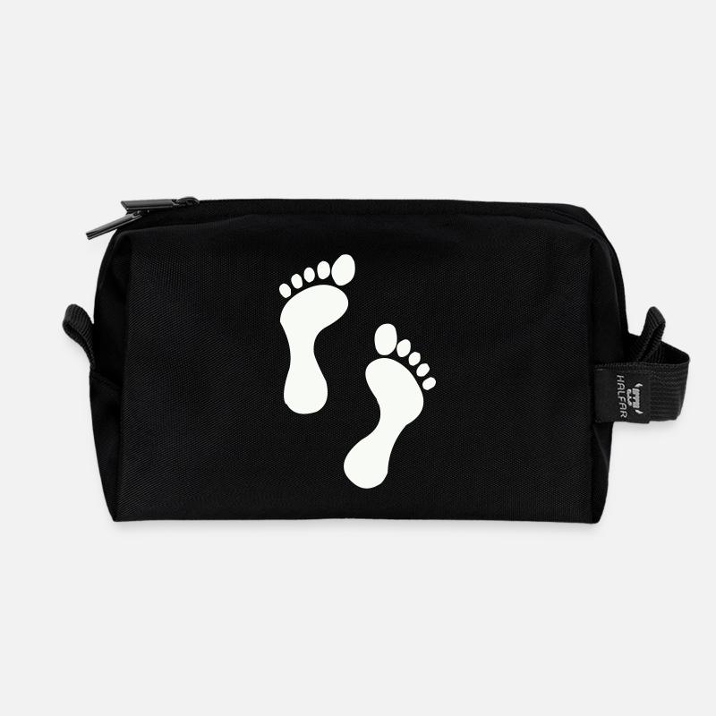 Kleine Füße, große Träume - Recycelte Kulturtasche - Schwarz