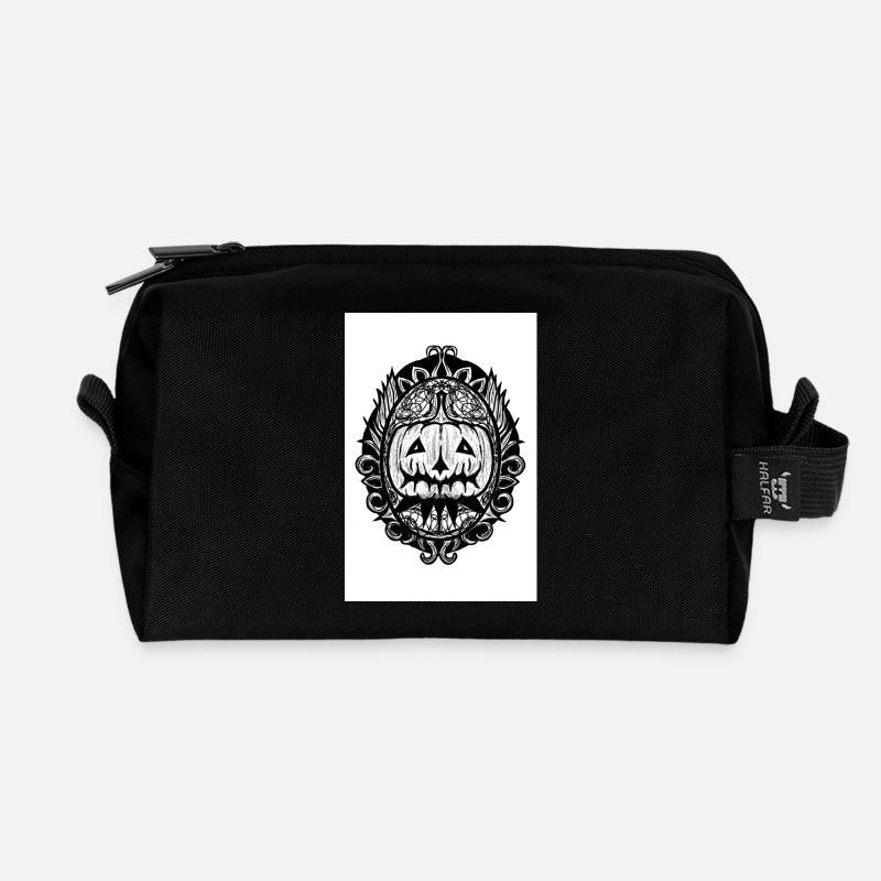 Mandala Pumpkin Ornament - Recycled Toiletry Zip Bag - black