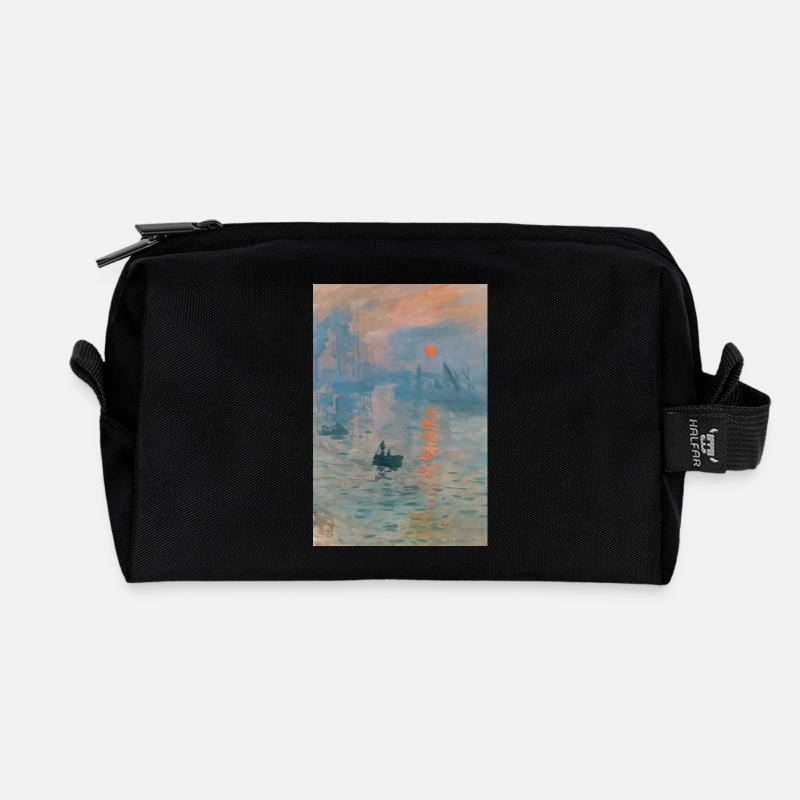 Impressionistisches Seestück Sonnenuntergang - Recycelte Kulturtasche - Schwarz