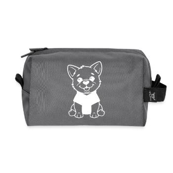 Hund T-shirt Hundebaby Hundewelpe Kinder Geschenk  - Recycelte Kulturtasche - Anthrazit - Vorne