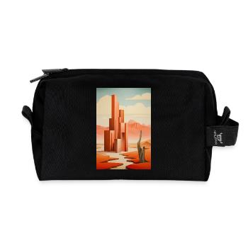 Illustration of a desert landscape - Trousse de toilette en tissu recyclé - noir - Devant