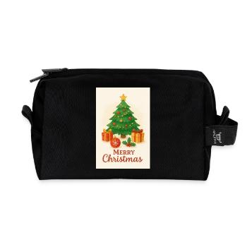 Christmas tree with gifts - Recycled Toiletry Zip Bag - black - Front
