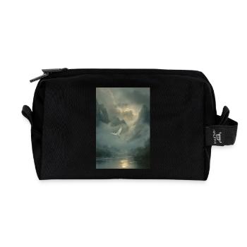 Mistbound Flight Over Mountain Veil - Recycled Toiletry Zip Bag - black - Front