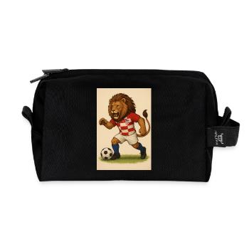 Löwe im Kroatien Fußballjersey - Recycelte Kulturtasche - Schwarz - Vorne