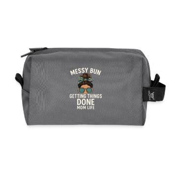 Messy Bun Getting Things Done Mom Life - Recycelte Kulturtasche - Anthrazit - Vorne