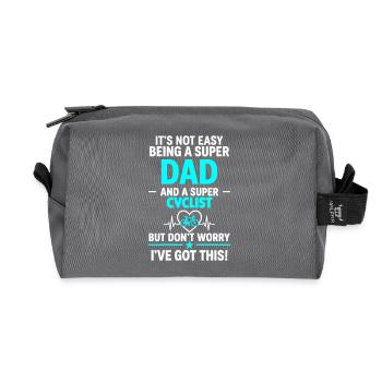 Heart + Cycling – Super Dad Cyclist - Recycled Toiletry Zip Bag - anthracite - Front