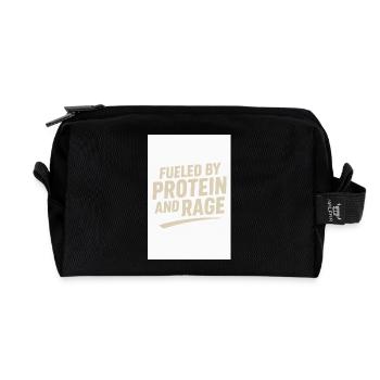 FUELED BY PROTEIN AND RAGE - Recycled Toiletry Zip Bag - black - Front