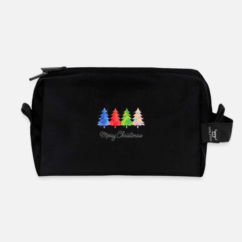 Merry Christmas Weihnachtsbäume - Recycelte Kulturtasche - Schwarz