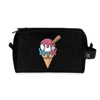 Baseball Eiscreme Waffel Mit Schlaeger Streuseln - Recycled Toiletry Zip Bag - black - Front