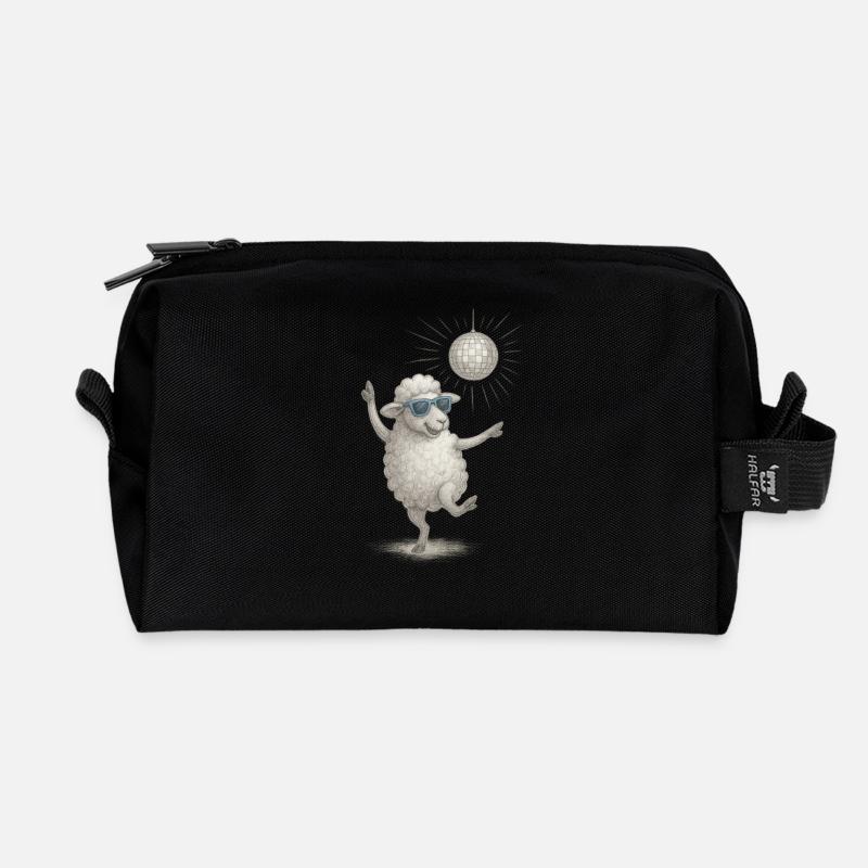 Disco Schaf mit Sonnenbrille - Recycelte Kulturtasche - Schwarz