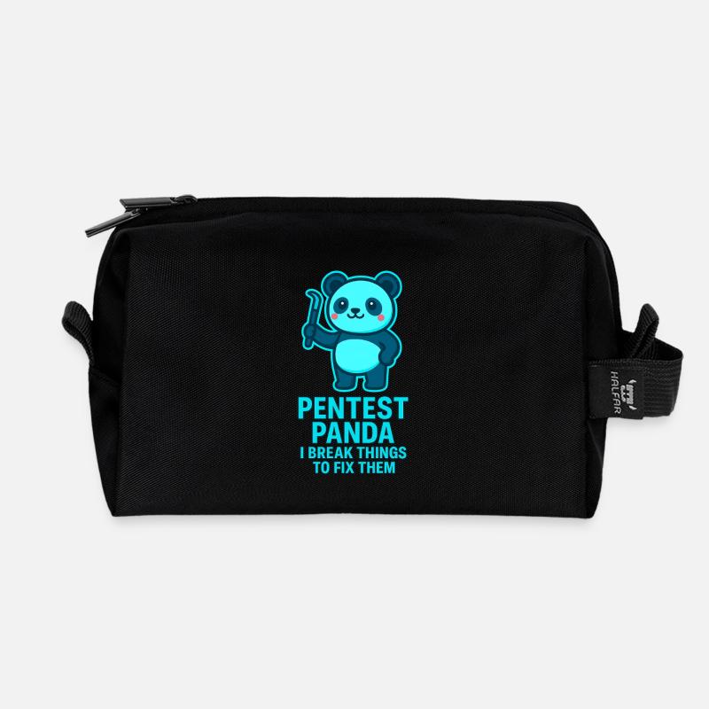 Pentest Panda: Fixing Errors - Recycled Toiletry Zip Bag - black