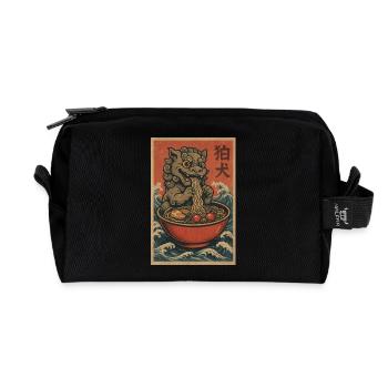 Ukiyoe FuHund Nudelwoge - Recycelte Kulturtasche - Schwarz - Vorne