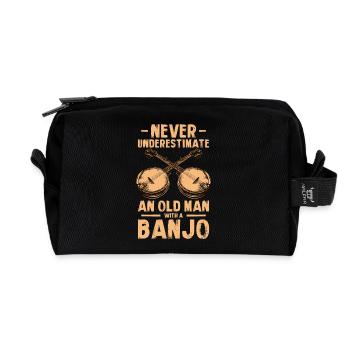 Old man Country Bluegrass Banjo Player - Recycled Toiletry Zip Bag - black - Front