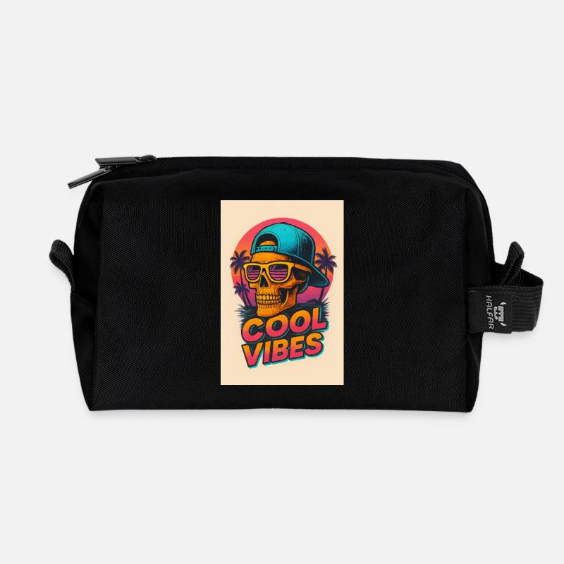 Neon Skull Tropenvibes - Recycelte Kulturtasche - Schwarz