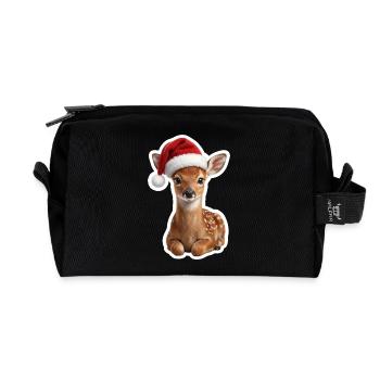 Shy fawn in the Christmas forest - Recycled Toiletry Zip Bag - black - Front
