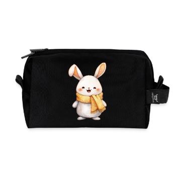 Baby Bunny – Childish and Adorable Drawing - Recycled Toiletry Zip Bag - black - Front