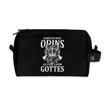 Lieber Ein Wolf Odins Als Ein Lamm Gottes Wikinger - Recycelte Kulturtasche - Schwarz - Vorne