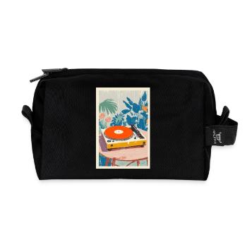 Tropische Drehtisch-Vibe - Recycelte Kulturtasche - Schwarz - Vorne