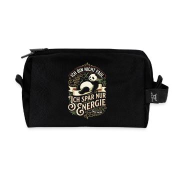 Ich spar nur Energie Panda Design - Recycelte Kulturtasche - Schwarz - Vorne