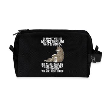 Loup Blanc Monstre Drôle, Nous Ne Sommes Pas Pareils - Trousse de toilette en tissu recyclé - noir - Devant