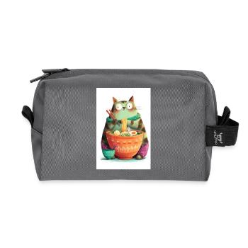 Ramen Cat Feast - Recycled Toiletry Zip Bag - anthracite - Front