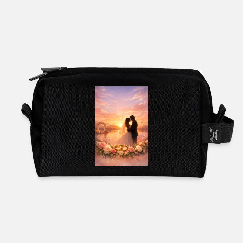 Sunset Wedding Dreams - Recycled Toiletry Zip Bag - black