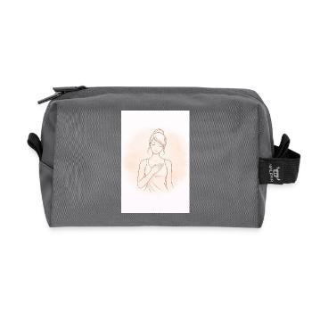 Heart Touch in Delicate Sketch - Recycled Toiletry Zip Bag - anthracite - Front