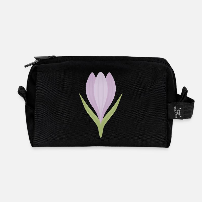 Lilac Crocus Bloom Illustration - Recycelte Kulturtasche - Schwarz