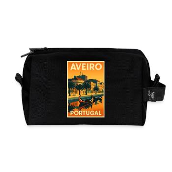 Aveiro Portugal – Retro Reiseposter Kanäle - Recycelte Kulturtasche - Schwarz - Vorne