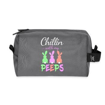 Chillin with Peeps Pastel Bunnies - Recycled Toiletry Zip Bag - anthracite - Front