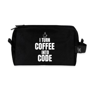I Turn Coffee Into Code - Recycled Toiletry Zip Bag - black - Front