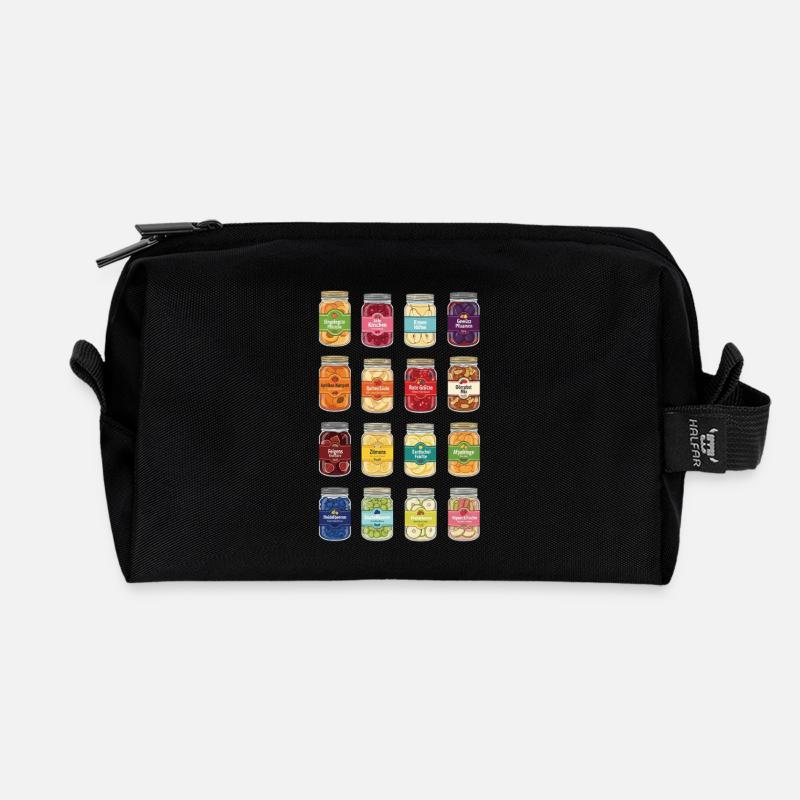 Obst Im Glas - Recycelte Kulturtasche - Schwarz