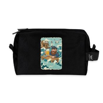 Last North Sea pub - Recycled Toiletry Zip Bag - black - Front
