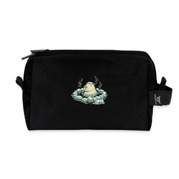 Capybara in the spring bath - Recycled Toiletry Zip Bag - black - Front