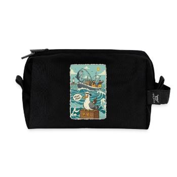 Pêcheurs en haute mer - Trousse de toilette en tissu recyclé - noir - Devant