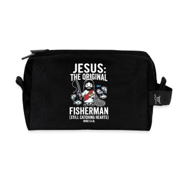 Jésus, le pêcheur originel – Attrapant des cœurs - Trousse de toilette en tissu recyclé - noir - Devant