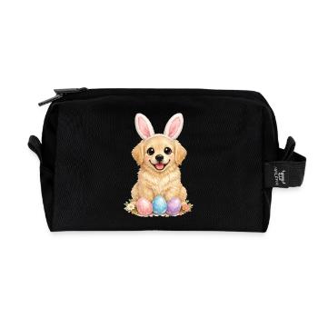 Golden Retriever Goldie Easter Bunny Ears - Recycled Toiletry Zip Bag - black - Front