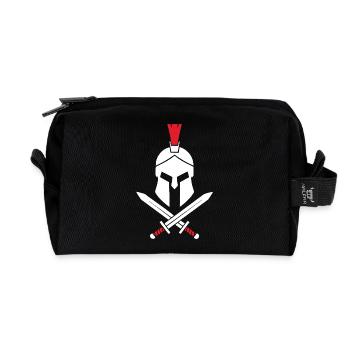 Logo Spartiate Épées Croisées Mascotte Spartan - Trousse de toilette en tissu recyclé - noir - Devant